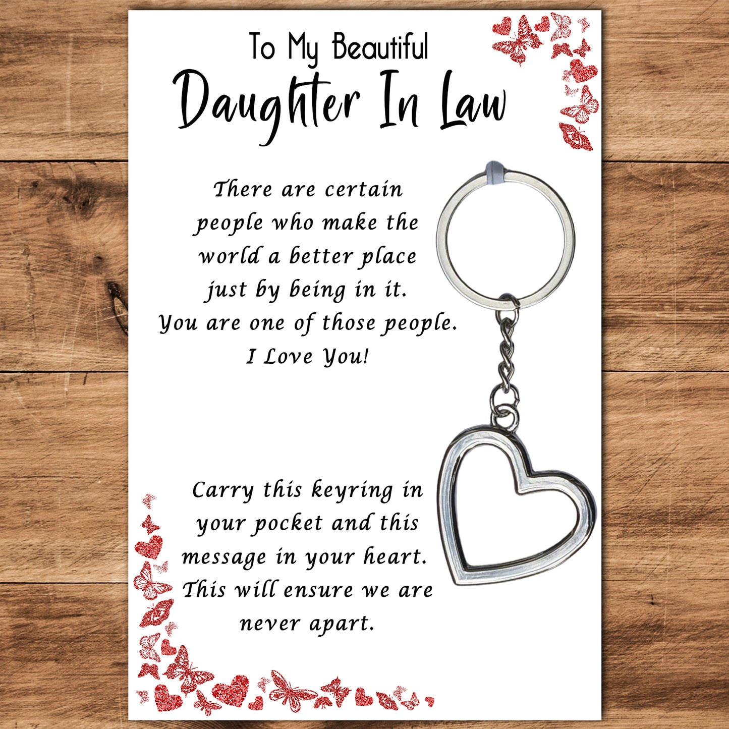 Daughter in Law Heart Keyring & Message Card
