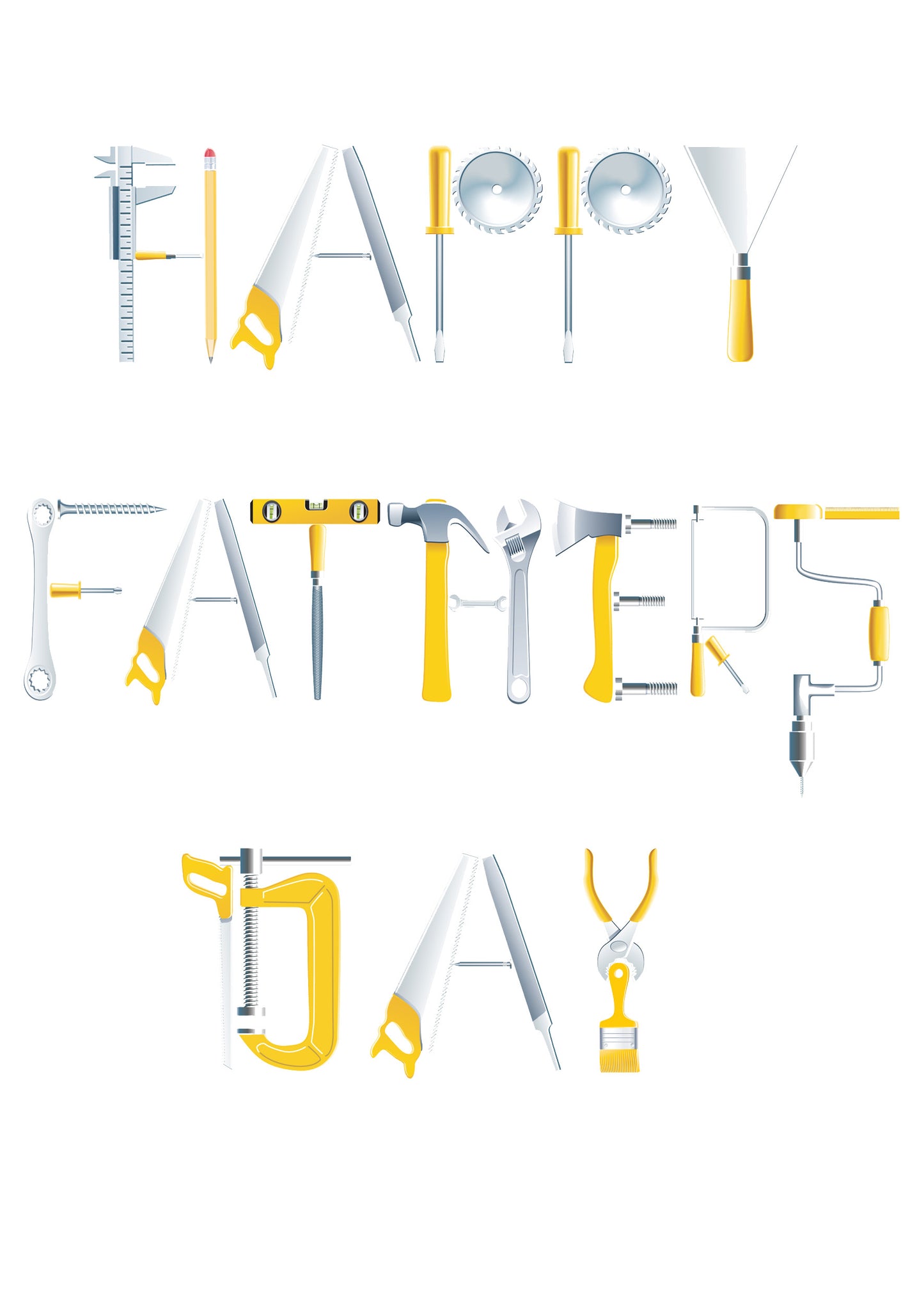 Happy Father's Day Tool Word Art Card