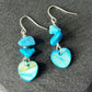 Turquoise Stone Heart Shell Hook Earrings