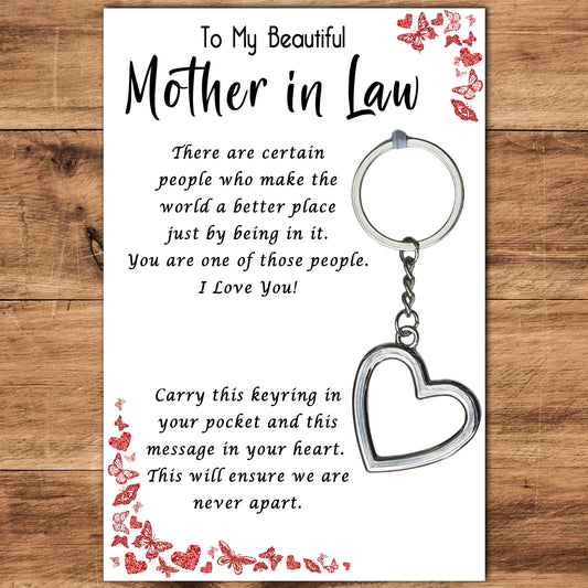 Mother in Law Heart Keyring & Message Card