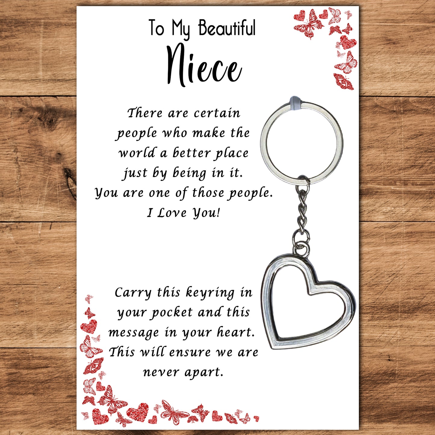 Niece Heart Keyring & Message Card