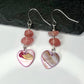 Cherry Quartz Stone Heart Shell Hook Earrings