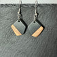Grey Resin & Walnut Polygon Hook Earrings
