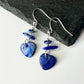 Lapis Lazuli Stone Heart Shell Hook Earrings
