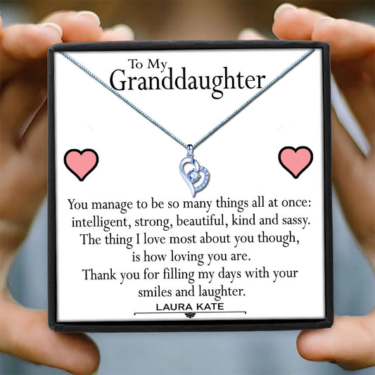 Granddaughter Heart Necklaces With Gift Box