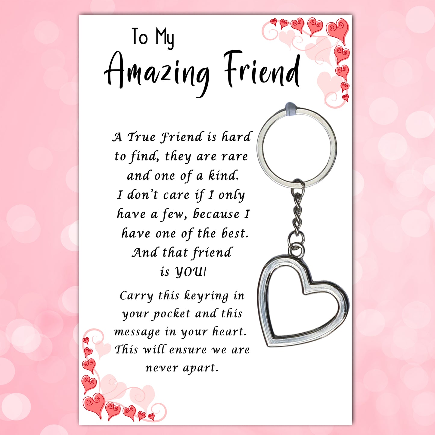 Amazing Friend Heart Keyrings & Message Card