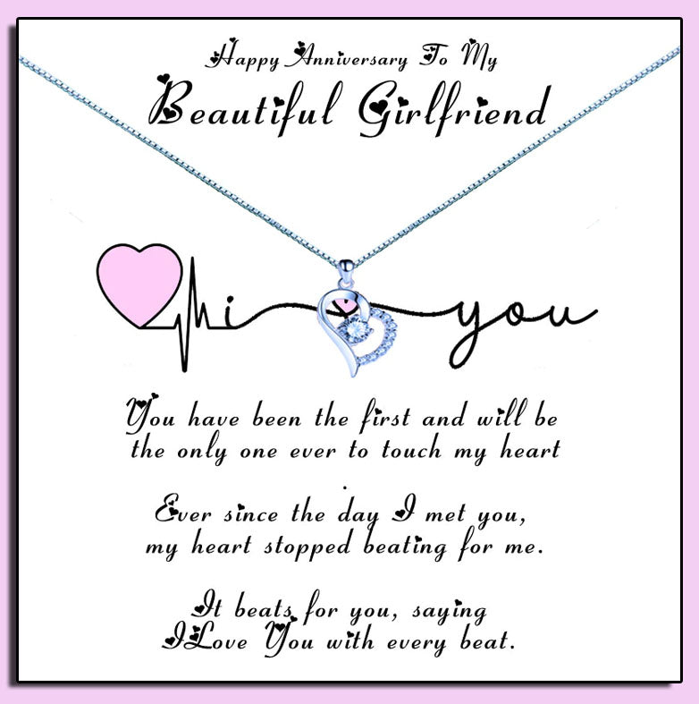 I Love You Heart Pulse Message Necklaces - Girlfriend