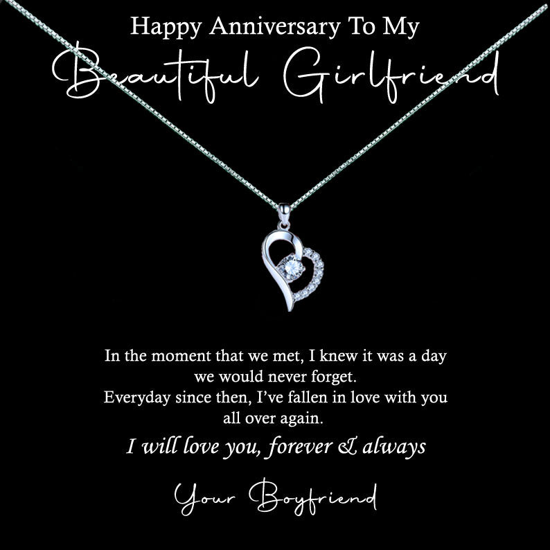 Beautiful Girlfriend Happy Anniversary Message Necklaces