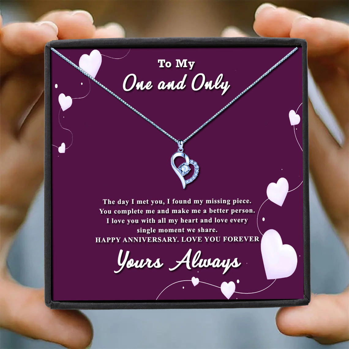 To My One & Only Purple Heart Message Necklaces