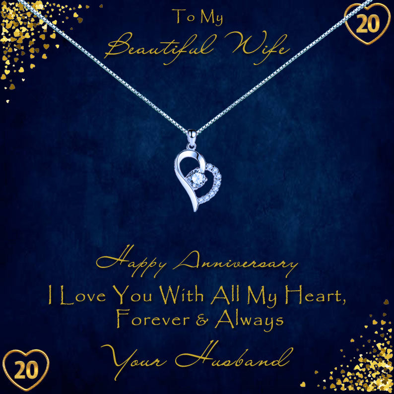 To My Beautiful Wife Anniversary Year Message Necklaces