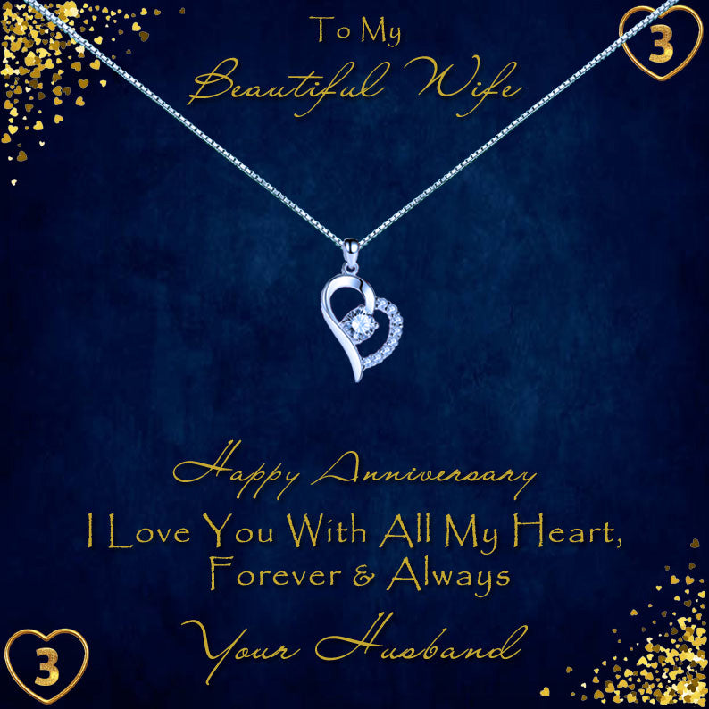 To My Beautiful Wife Anniversary Year Message Necklaces