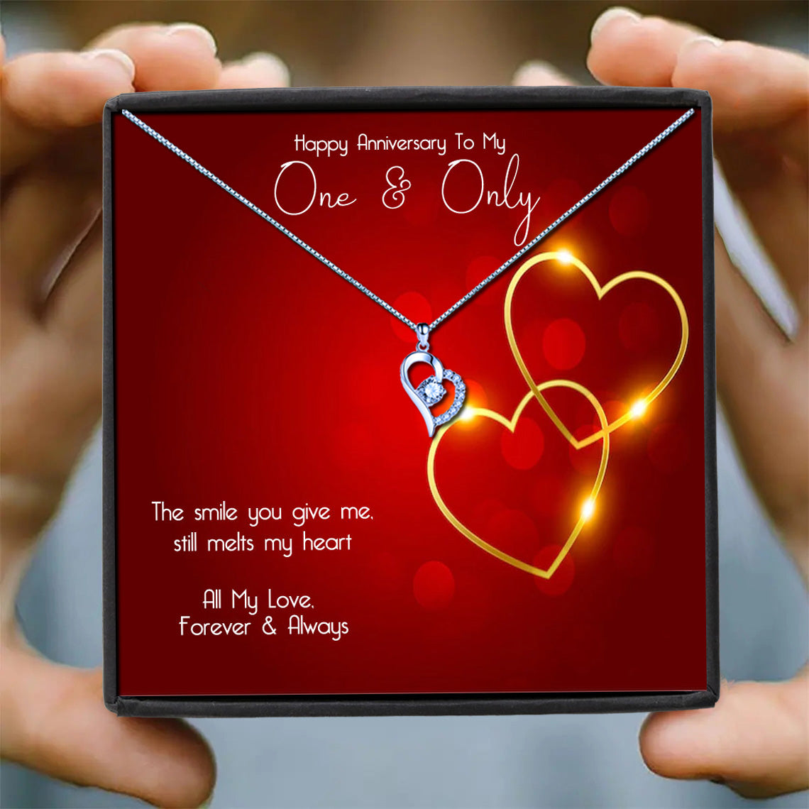 To My One & Only Red Gold Heart Message Necklaces