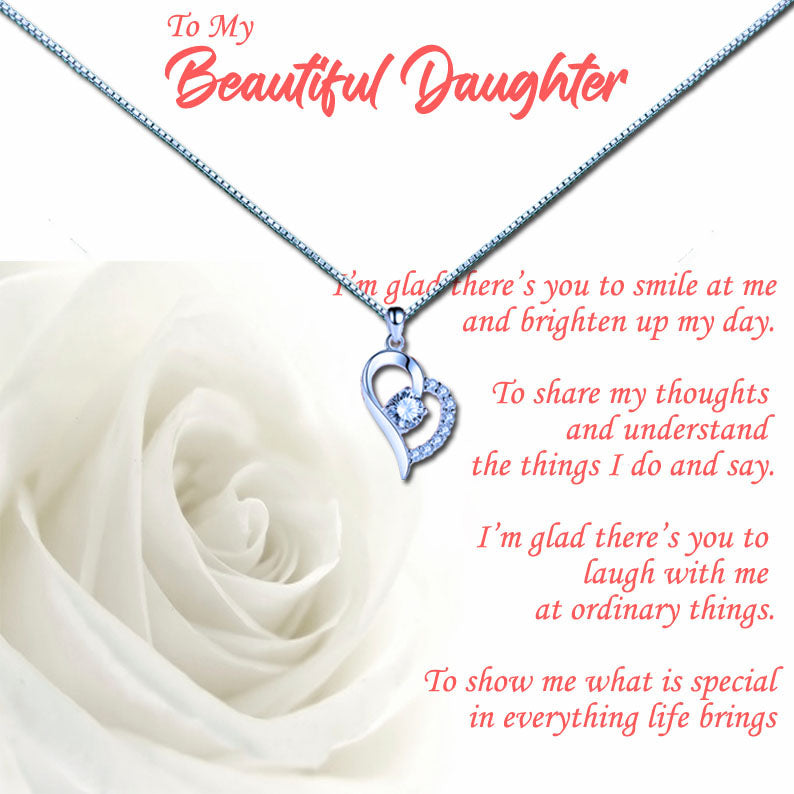 Beautiful Daughter - White Rose Message Necklace