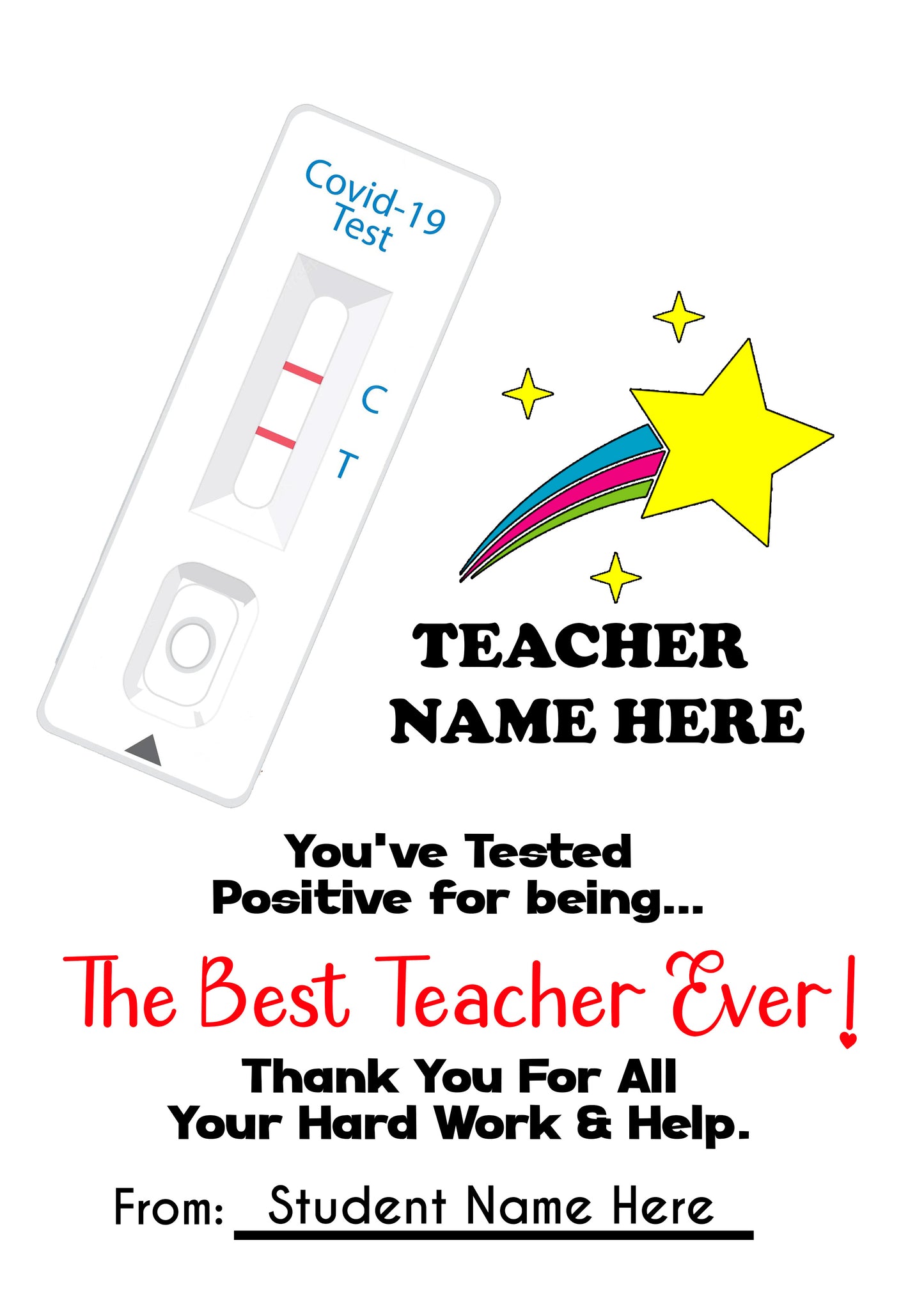 Funny Personalised Positive Test Teacher Certificates
