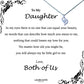 To My Beautiful Daughter Message Necklaces