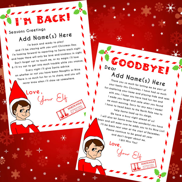 Elf I'm Back & Goodbye Personalised Printed Letters – Laura Kate