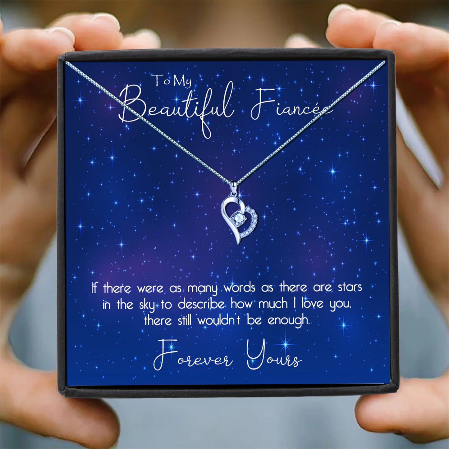 To My Beautiful Fiancée - Stars in Sky Message Necklaces