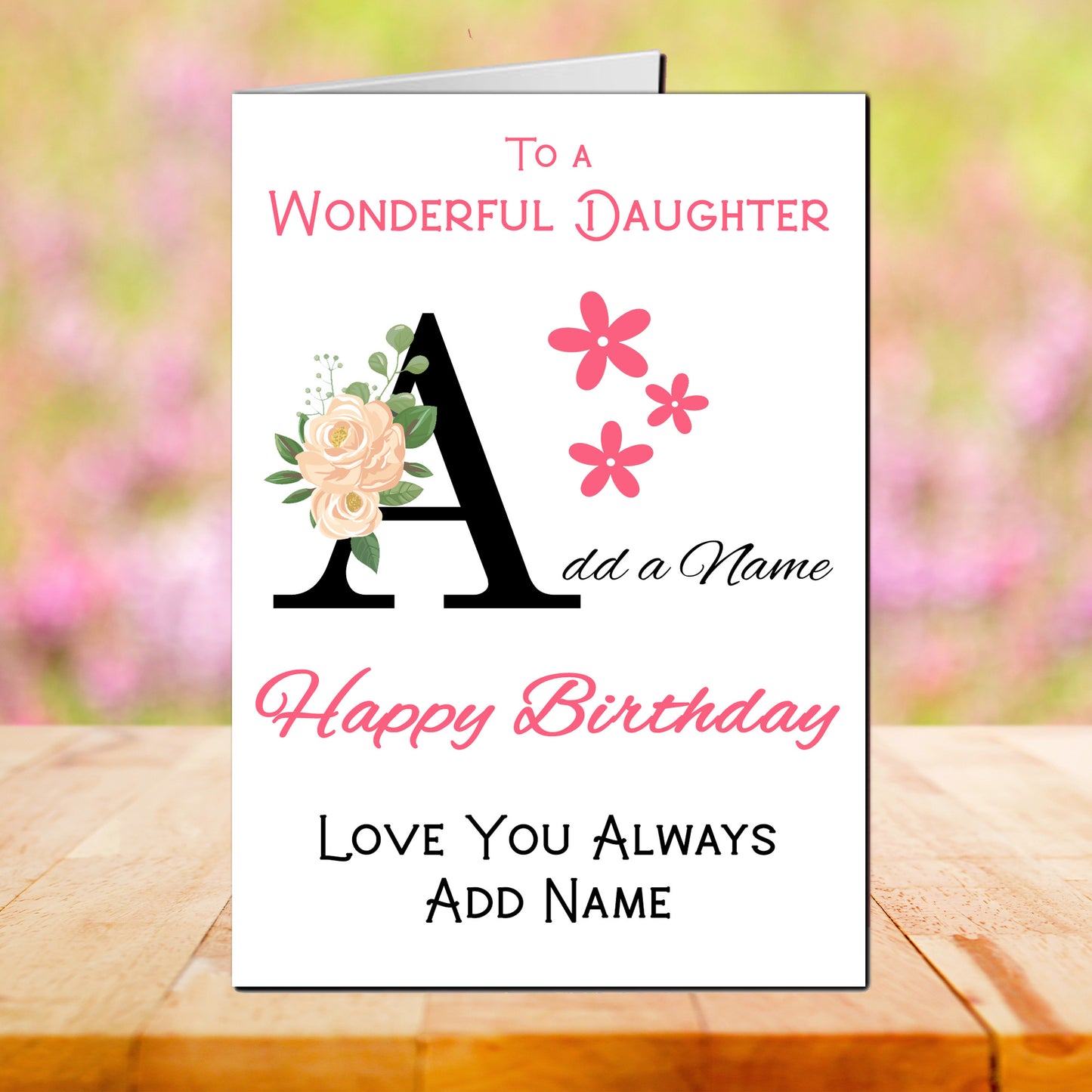 Personalised Floral Letter Daughter Birthday Cards