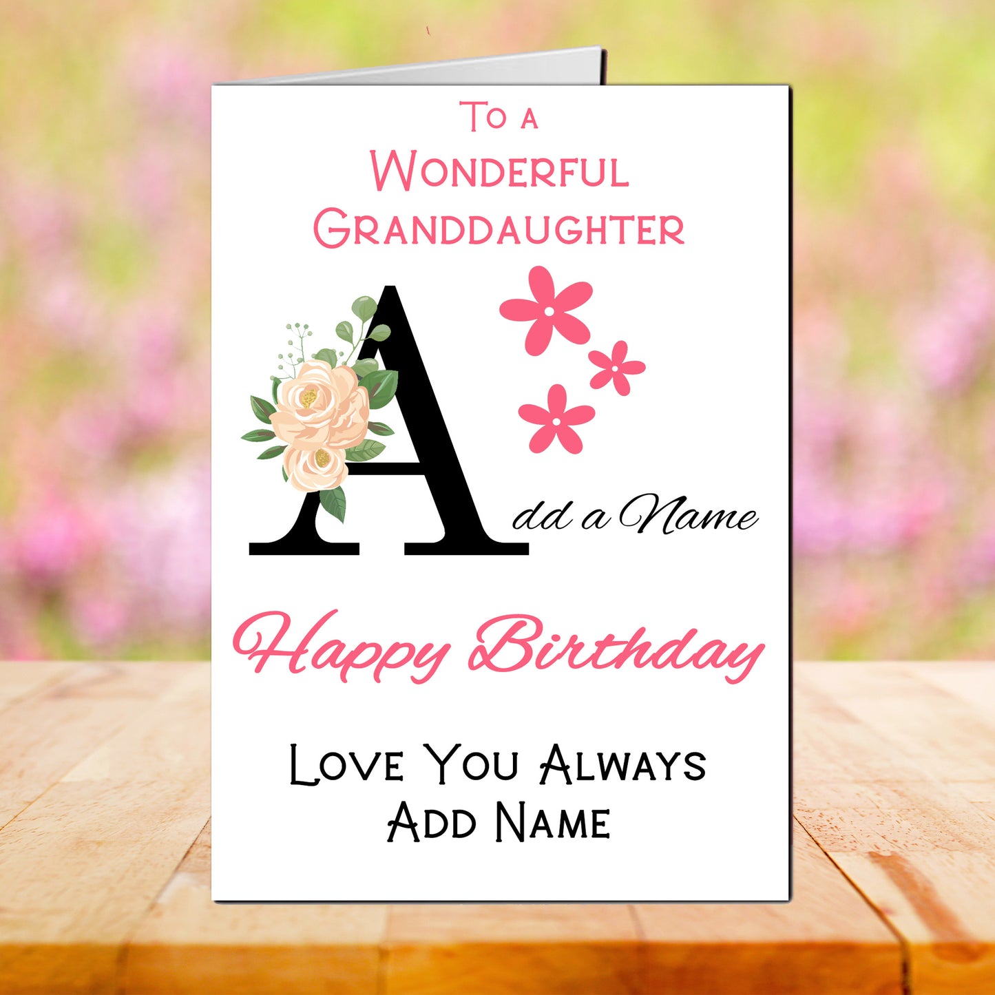 Personalised Floral Letter Granddaughter Birthday Cards