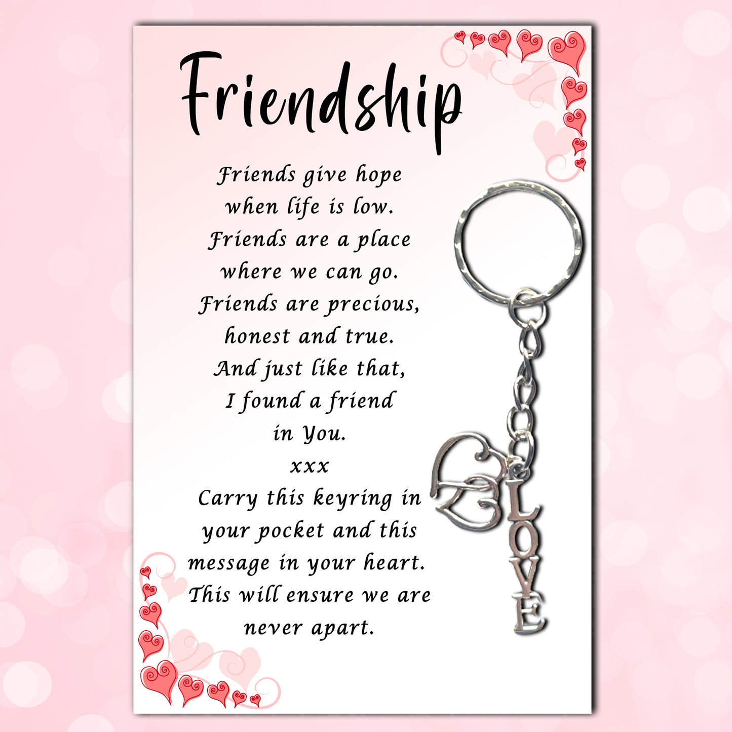 Friendship Keyrings & Message Card
