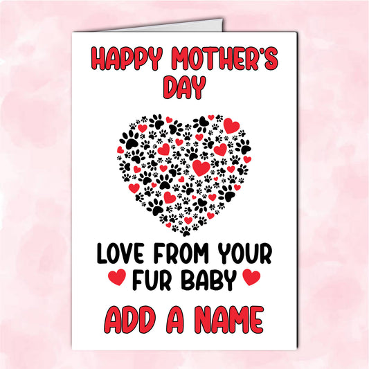 Happy Mother's Day Fur Baby Paw Heart Card
