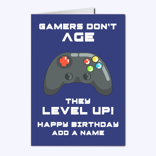 Gamers Level Up Personalised Birthday Cards