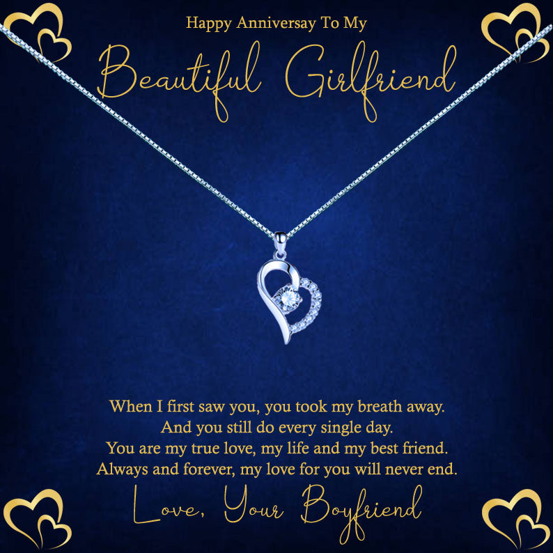 Beautiful Girlfriend Gold Hearts Message Necklaces