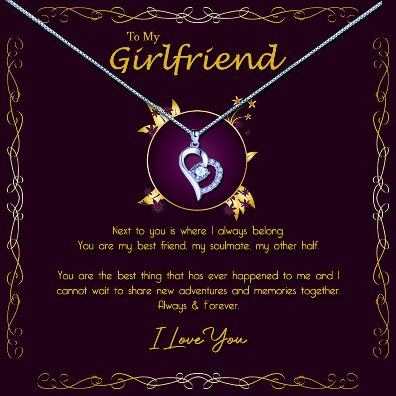 To My Beautiful Girlfriend - Stylish Purple Gold Message Necklaces