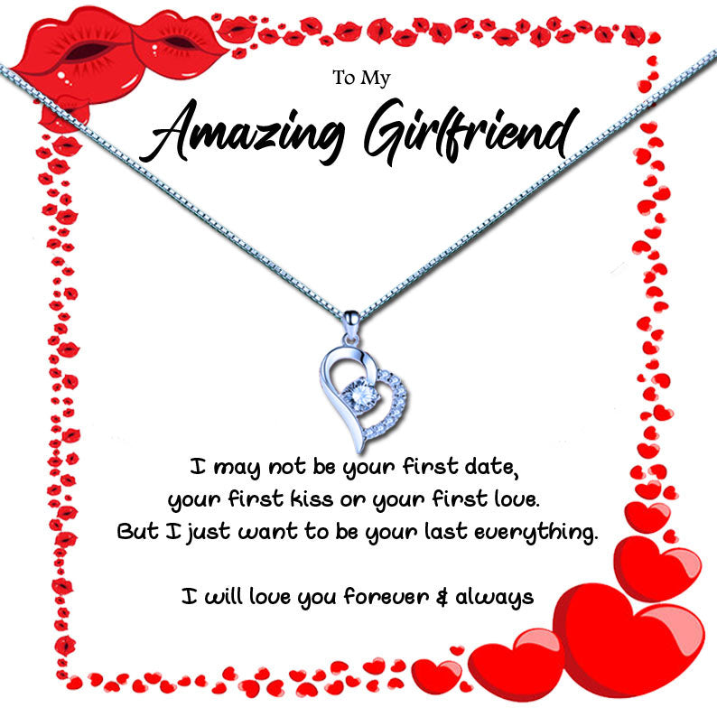 To My Amazing Girlfriend - Kiss Heart Message Necklaces