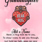 Granddaughter Bear Hug Pin Badges & Personalised Pink Hearts Message Card