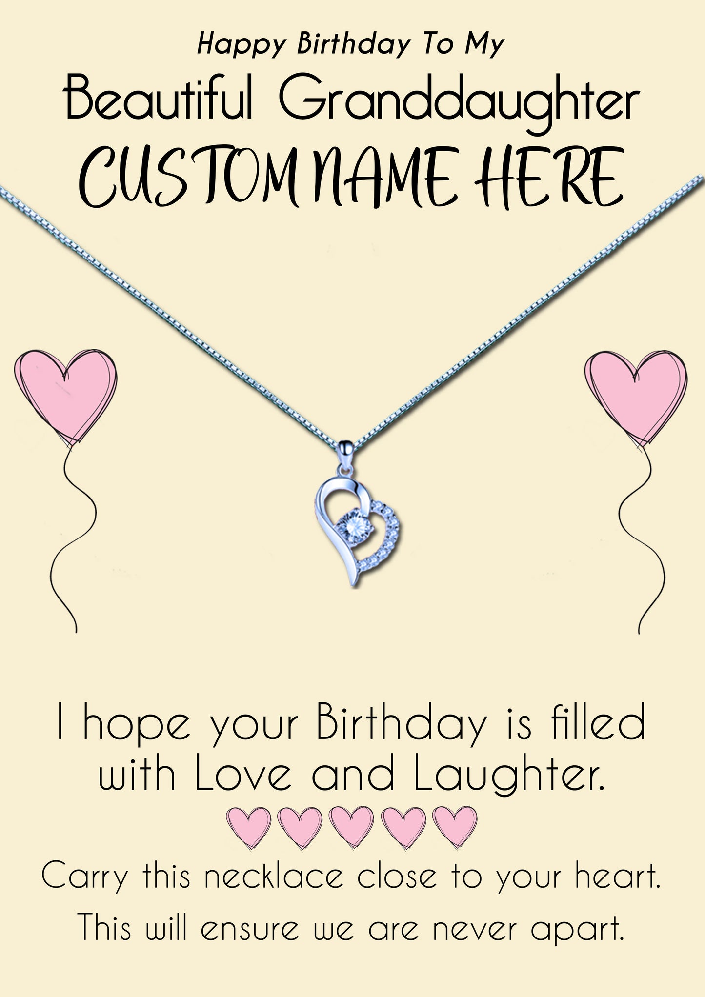 Beautiful Granddaughter Personalised Birthday Message Necklaces