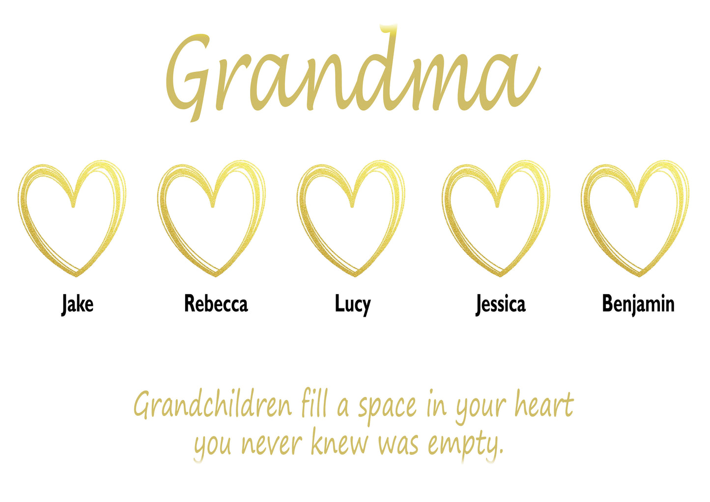 Gold Heart Grandchildren Personalised Prints