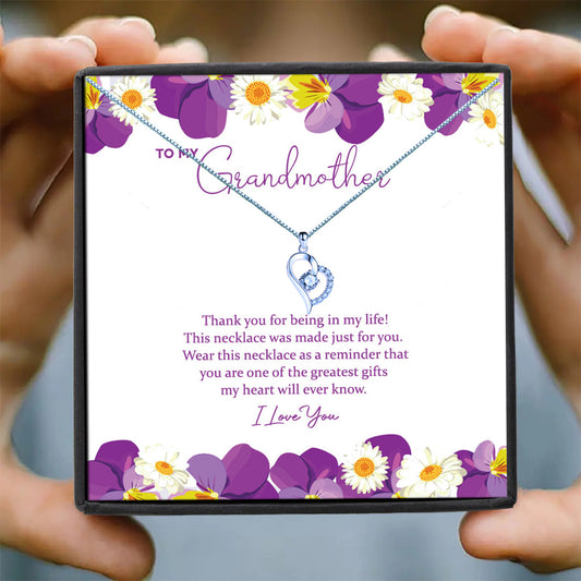 To My Grandmother - Purple Daisy Message Necklace