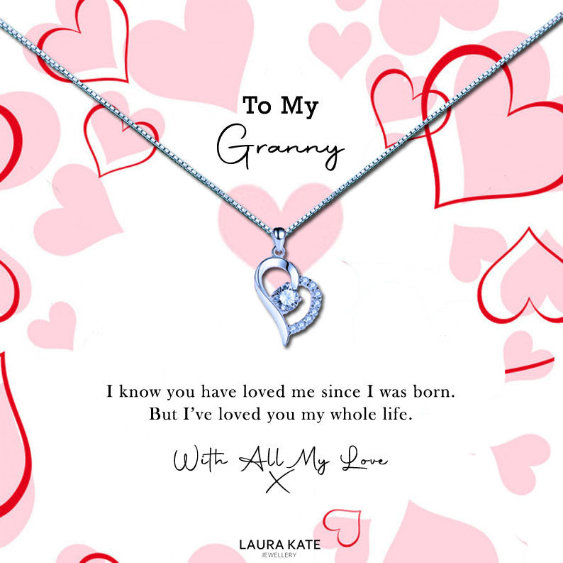 To My Grandmother - Love Hearts Message Necklace