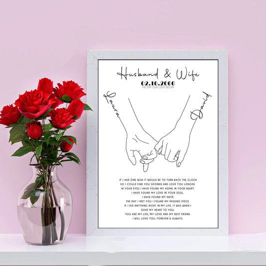 Personalised Holding Hands Romantic Prints