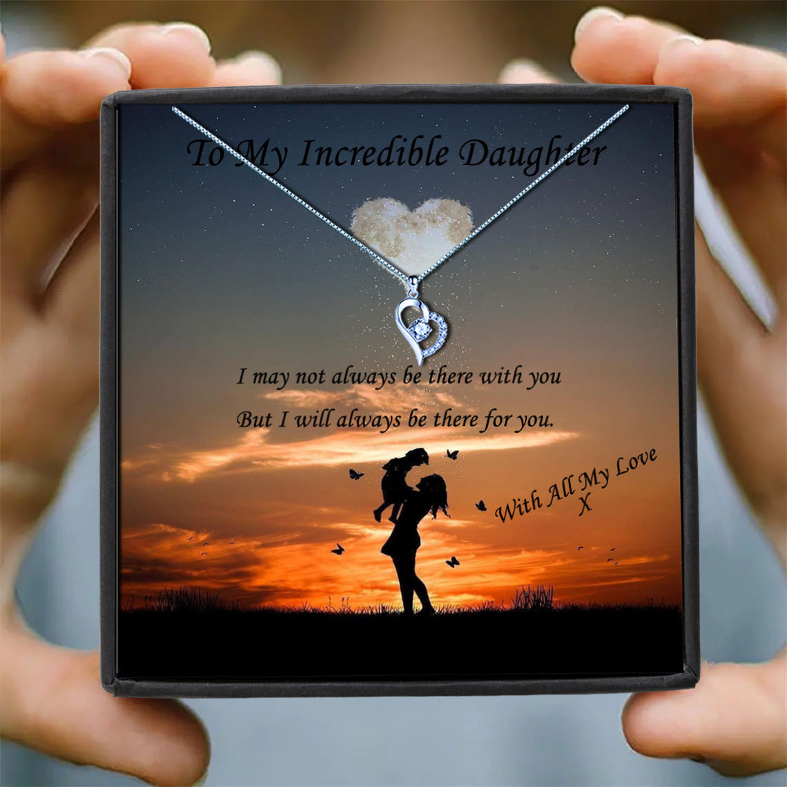 To My Incredible Daughter Sunset Message Necklaces