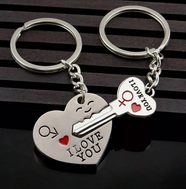 I Love You His & Hers Keyrings and Personalised Fiancée Card