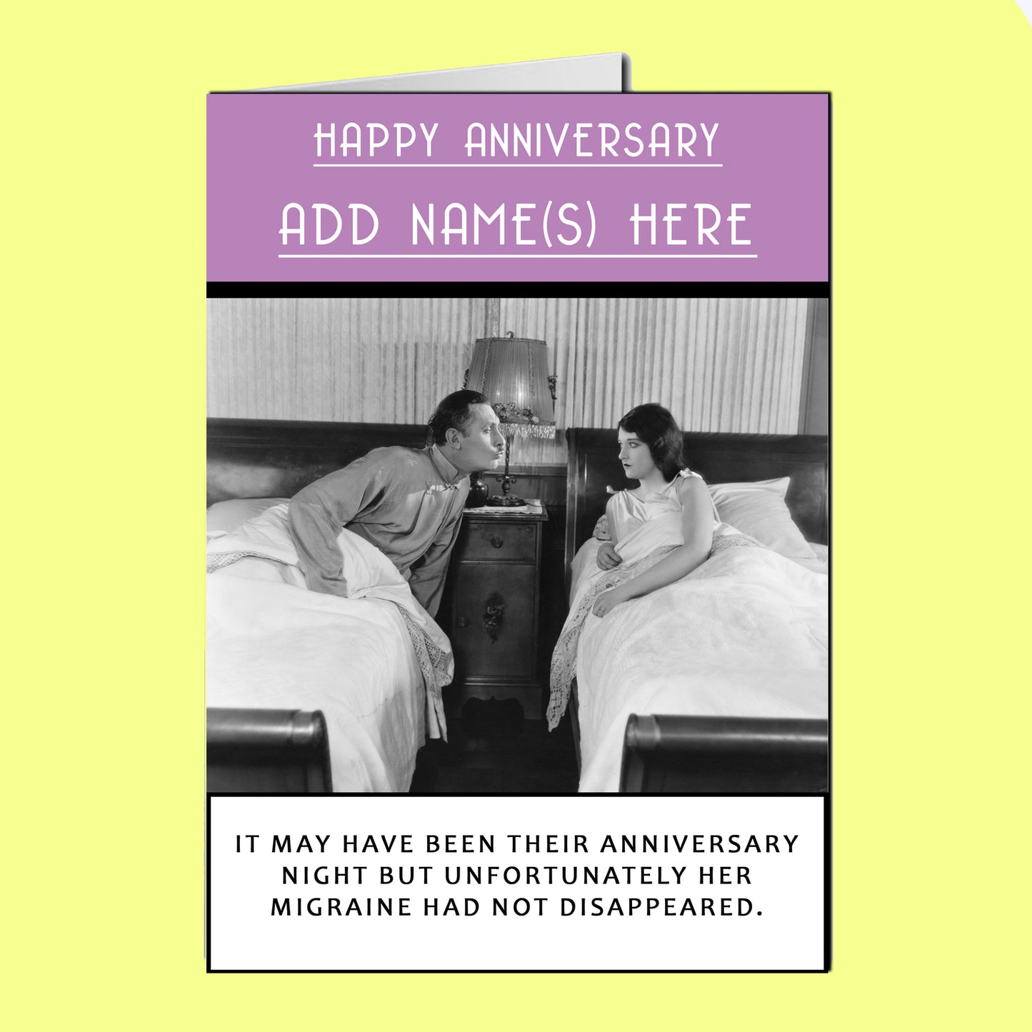 Got a Migraine Funny Personalised Anniversary Card