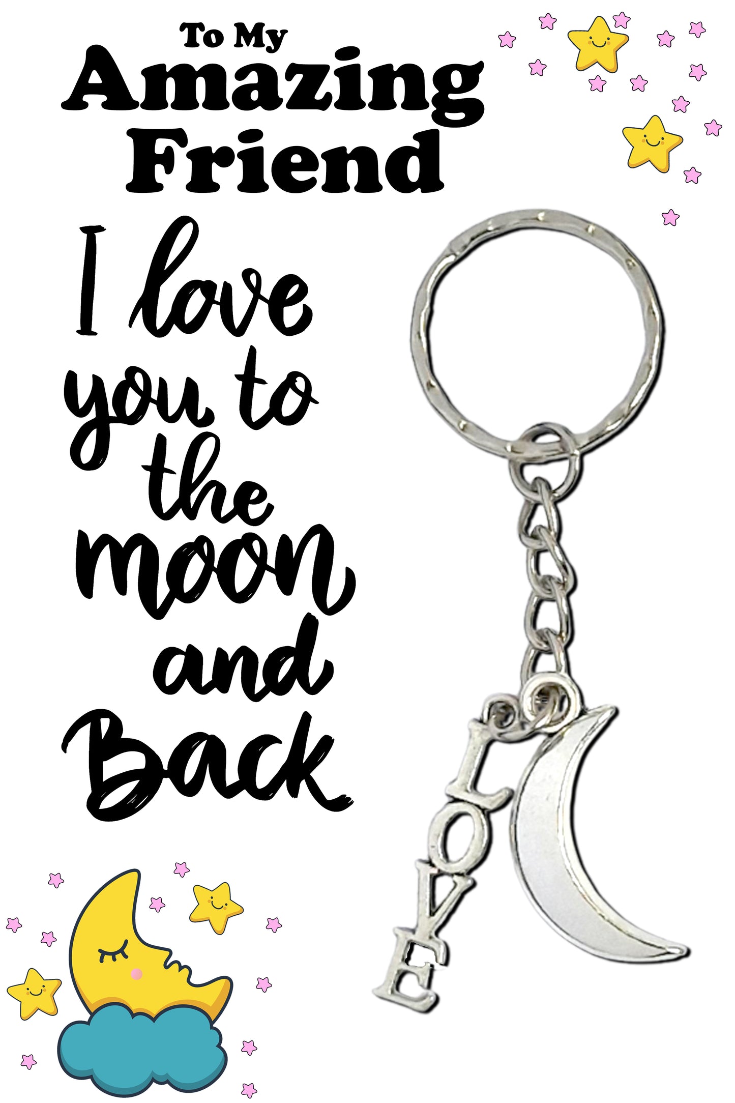 Love You To The Moon & Back Friendship Keyrings