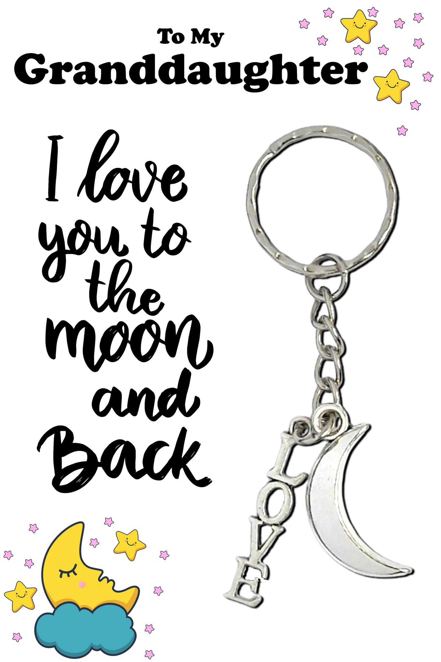 Love You To The Moon & Back Granddaughter Keyrings
