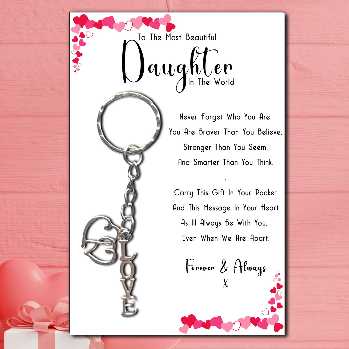 Beautiful Daughter Love & Heart Charm Keyrings
