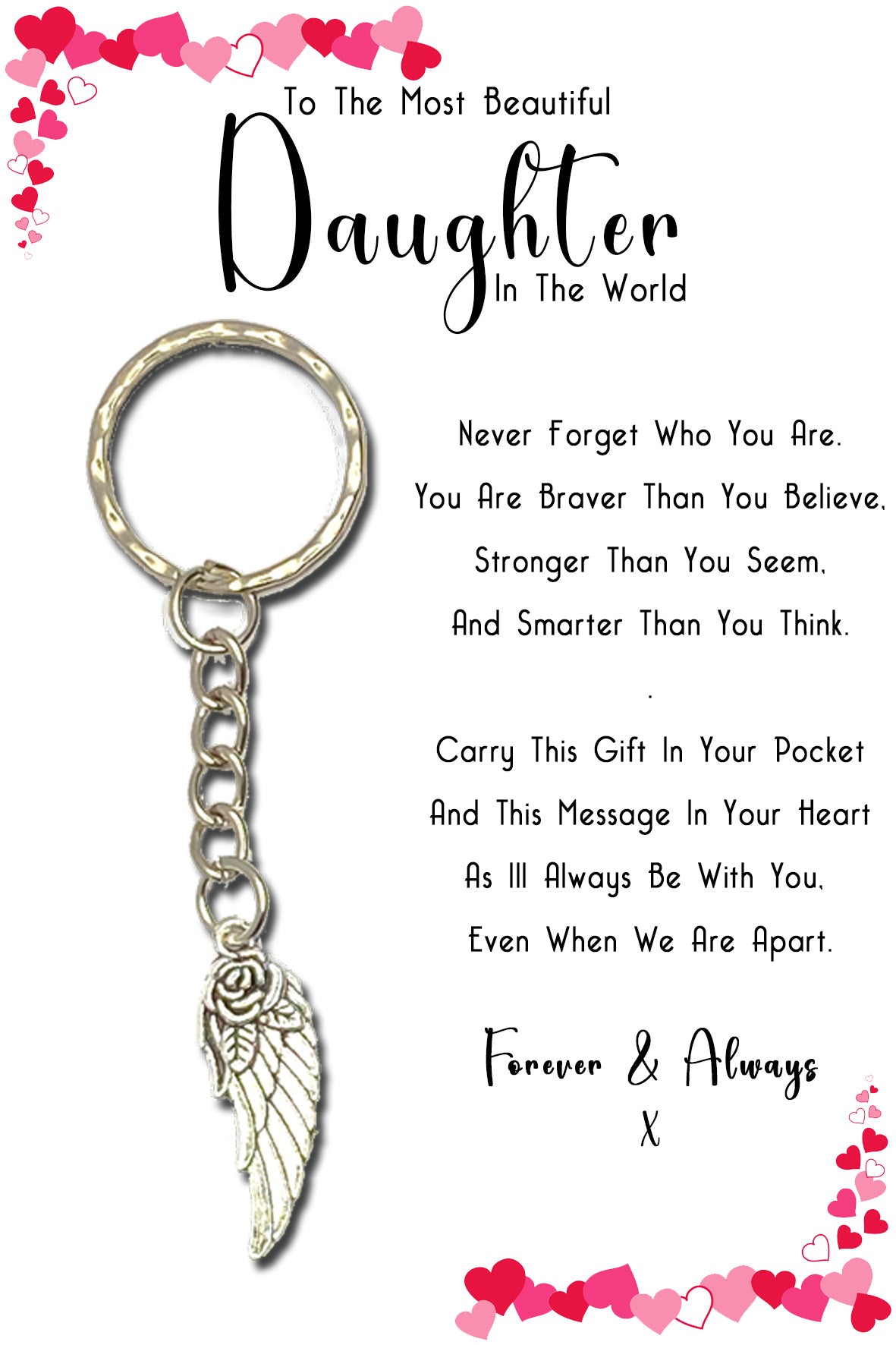 Beautiful Daughter Angel-Rose Charm Keyrings