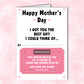 Happy Mother's Day Funny Coupon Card