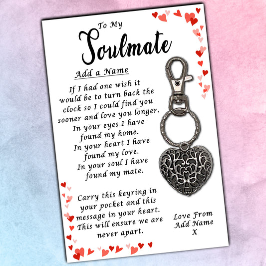 Soulmate Heart Keyrings & Personalised Cards