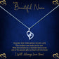 To My Beautiful Grandmother -  Elegant Blue Gold Heart Message Necklace