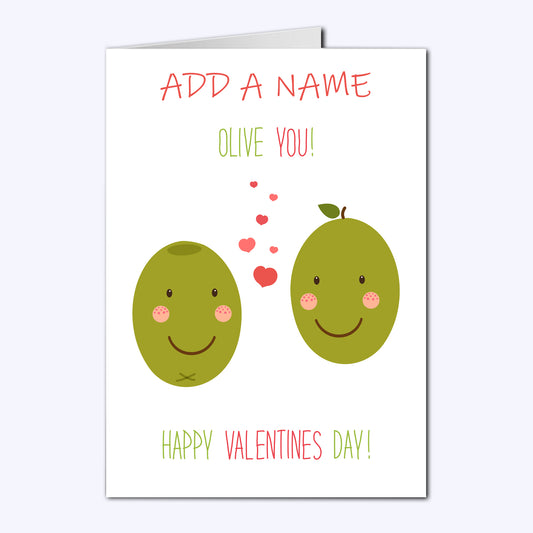 Olive You Personalised Valentine's Day Cards