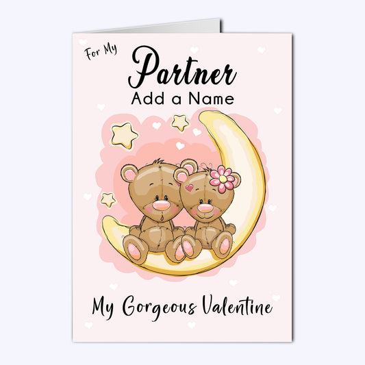 Personalised Partner Love Bears Valentine's Day Cards