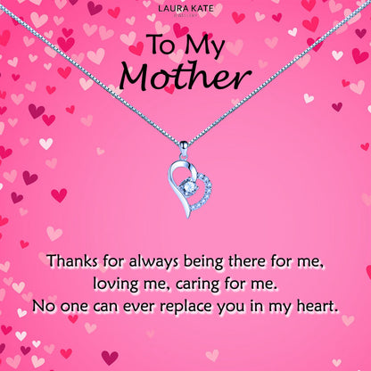 To My Mother - Pink Hearts Message Necklace