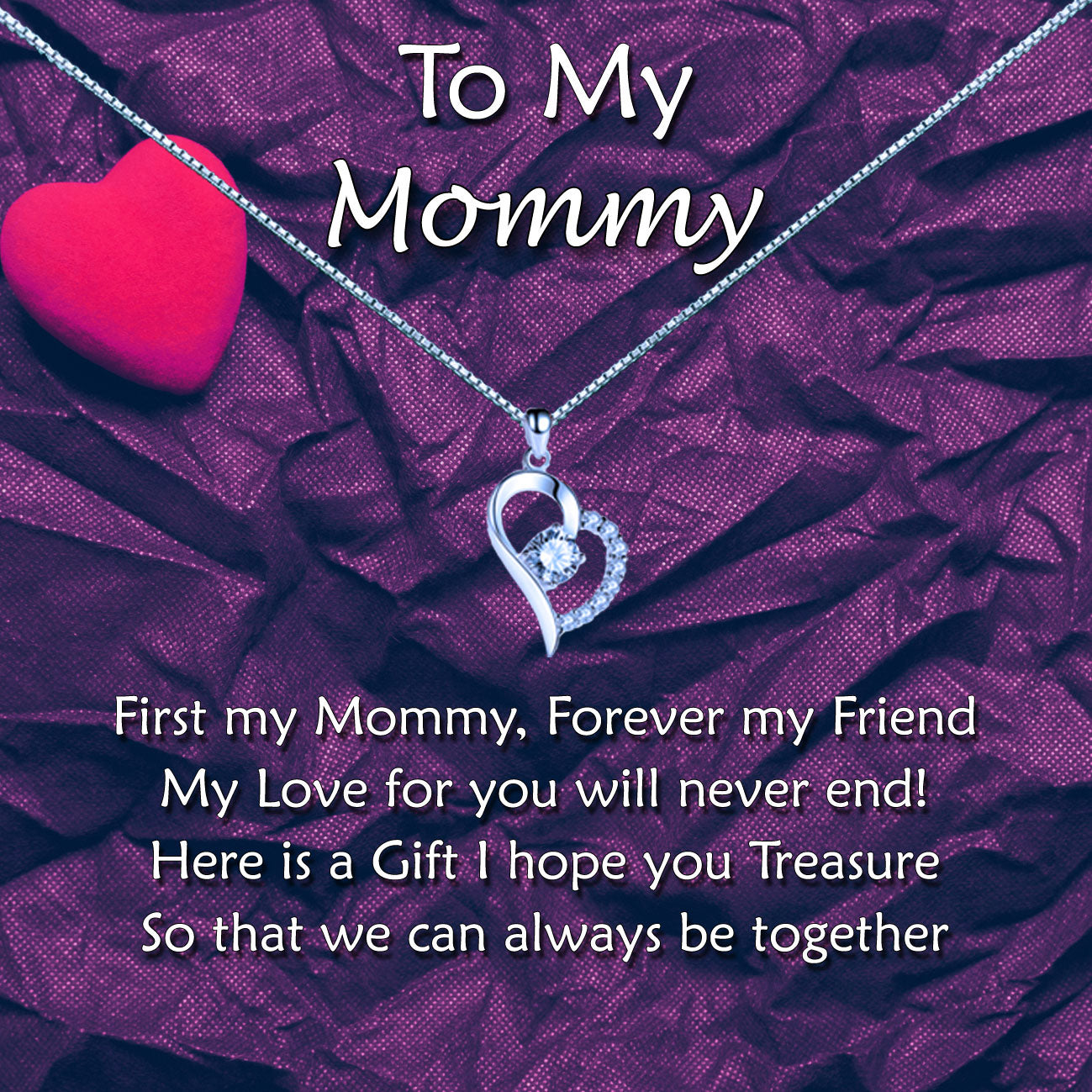 To My Mother - Purple Pink Heart Message Necklace