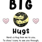 Sending Big Hugs Pin Badges With Personalised Pink Heart Message Cards